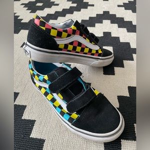 Kids size 2 checkerboard Vans with Velcro